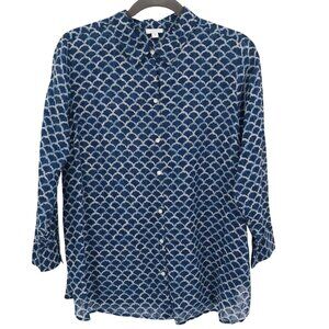 Pure Jill Shirt Women 2X Blue Preppy Nautical Coastal Mermaidcore Resort Boho